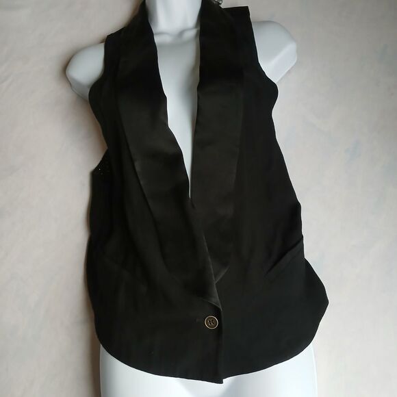 Free People Vest Small Waist Coat Mixed Media‎ Goth Grunge Boho  Single Button - Picture 1 of 13